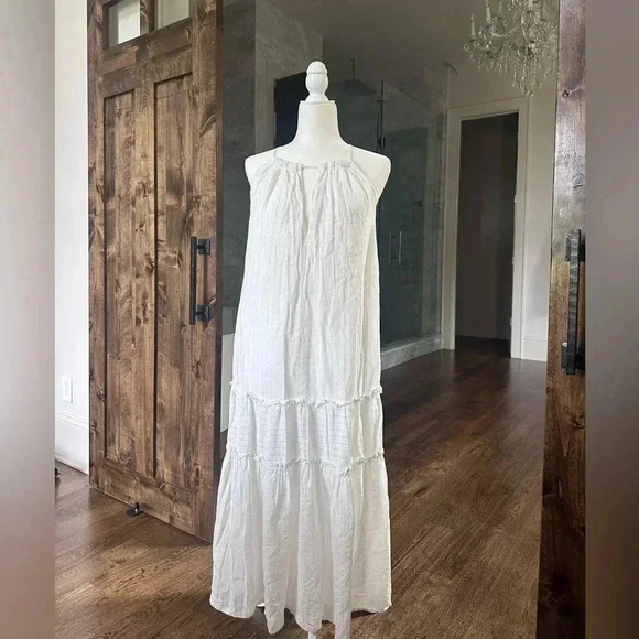 World Market Boho Sleeveless White Maxi Dress | Size Large/Medium - Picture 1 of 8